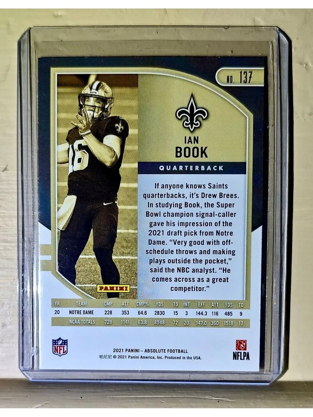 Ian Book 2021 Panini NFL Absolute Green Parallel Rookie Football #137 Card